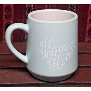 Valentine's Coffee Mug Light Blue Chunky -All You Need Is Love Dolomite Material
